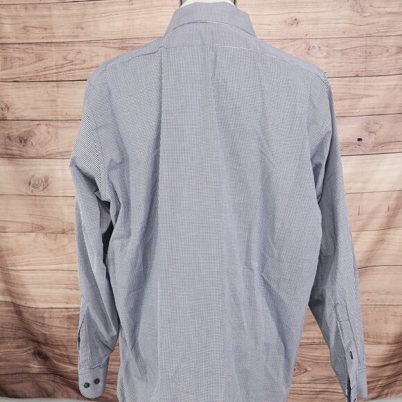 Van Heusen Shirt Mens XL 17.5 34/35 Blue White Check Dress Wrinkle Free - Picture 4 of 9